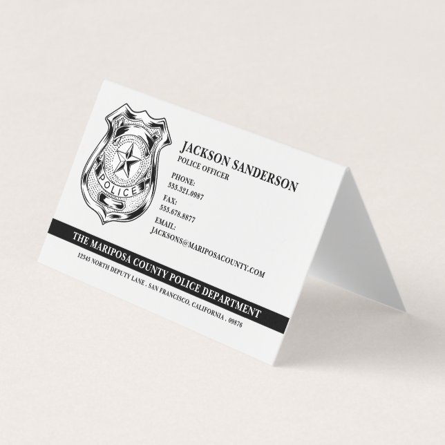 Carte De Visite Logo du policier du service de police (Devant)