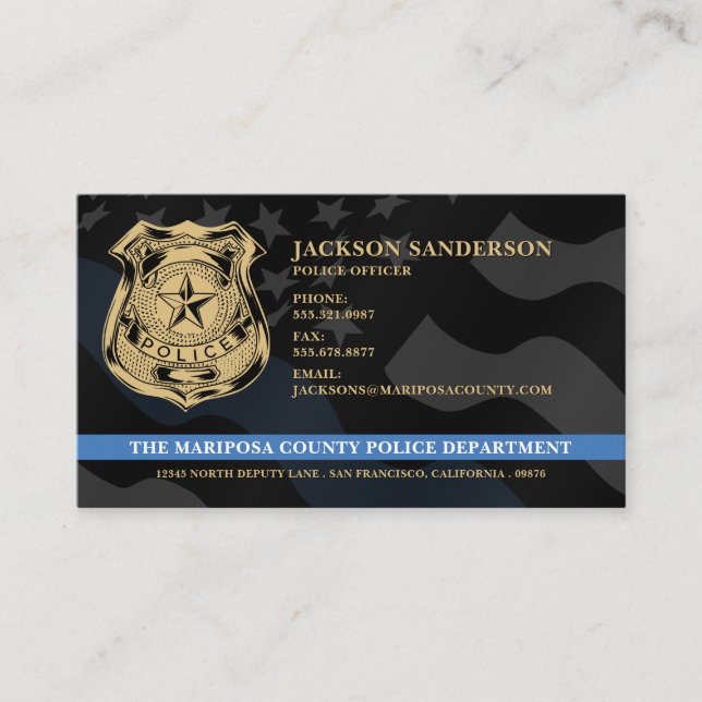 Carte De Visite Logo du policier du service de police (Devant)