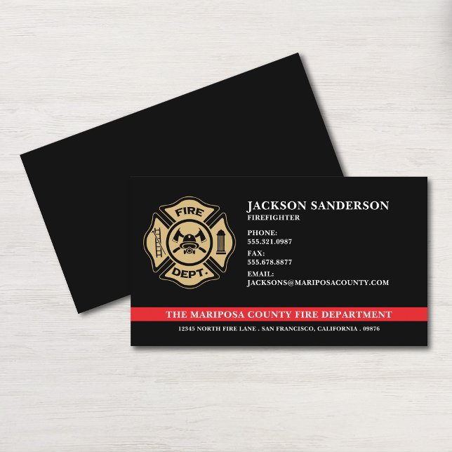 Carte De Visite Logo du pompier sur mesure (Custom Firefighter Fire Department Fireman Logo Business Card)