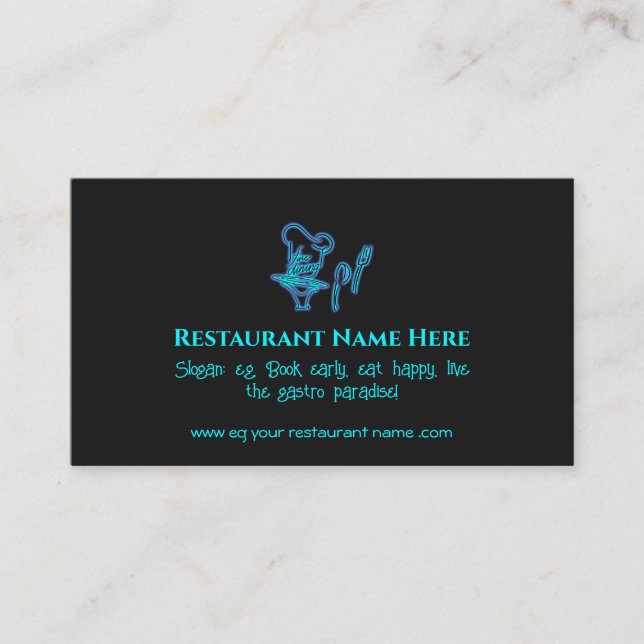 Carte De Visite Logo du restaurant gastronomique bleu glace (Devant)