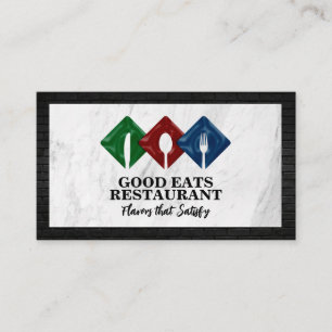 Carte De Visite Logo du restaurant Silverware Marbre Brick