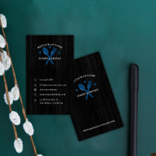 Carte De Visite Logo du restaurant texturé simple en bois Rustique