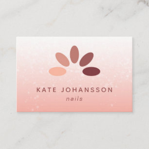 Carte De Visite Logo du salon de ongle Moderne Peach Rosy Manicuri