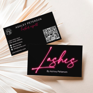 Carte De Visite Logo du script de cils rose glam