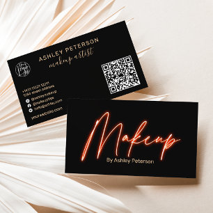 Carte De Visite Logo du script de maquillage de néon orange glam m