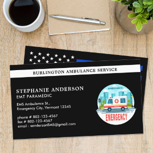 Carte De Visite Logo du service d'ambulance personnalisée EMT para
