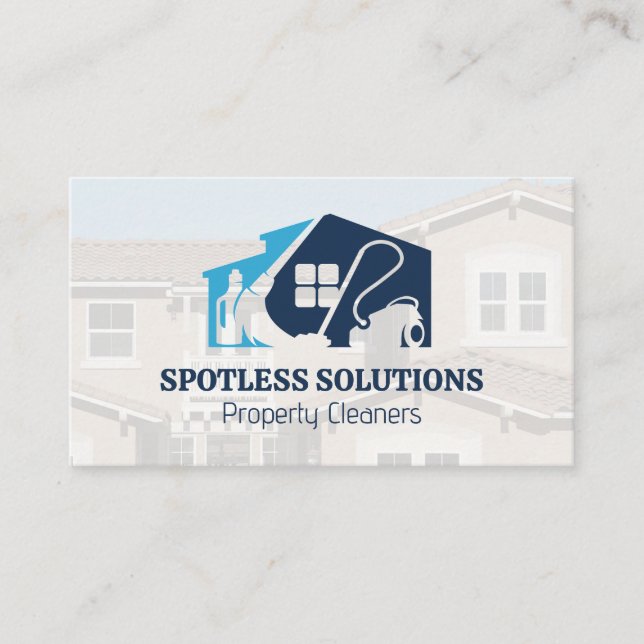 Carte De Visite Logo du service de nettoyage | Maisons (Devant)
