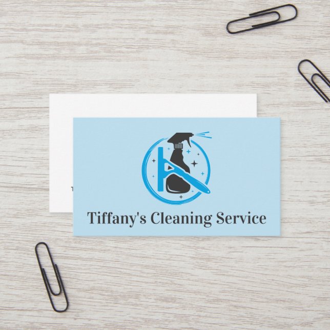Carte De Visite Logo du service de nettoyage | Spray et Squeegee (Devant/Arrière en situation)