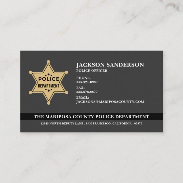 Carte De Visite Logo du service de police du Sheriff (Devant)
