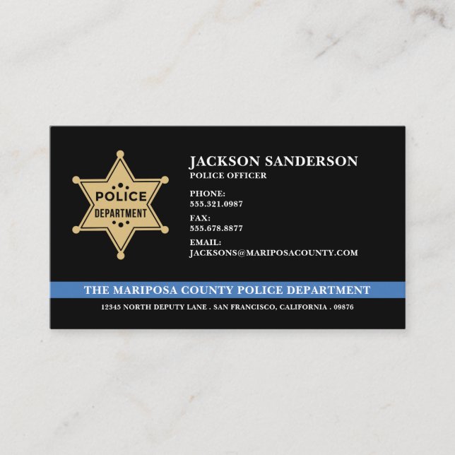 Carte De Visite Logo du service de police du Sheriff (Devant)