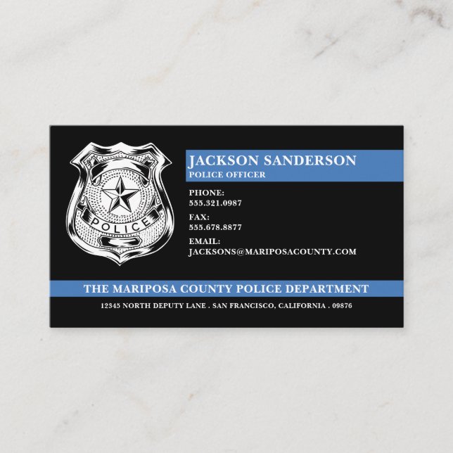 Carte De Visite Logo du service de police personnalisé (Devant)