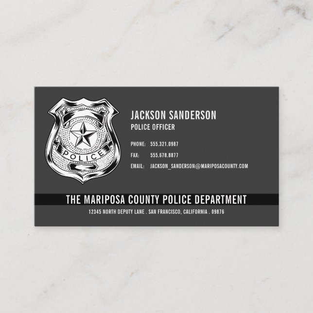 Carte De Visite Logo du service de police personnalisé (Devant)