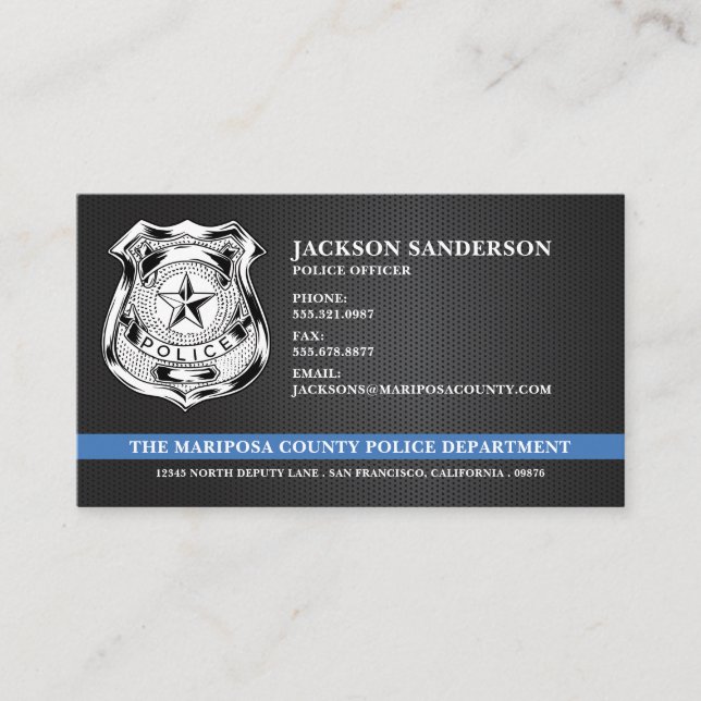 Carte De Visite Logo du service de police personnalisé (Devant)