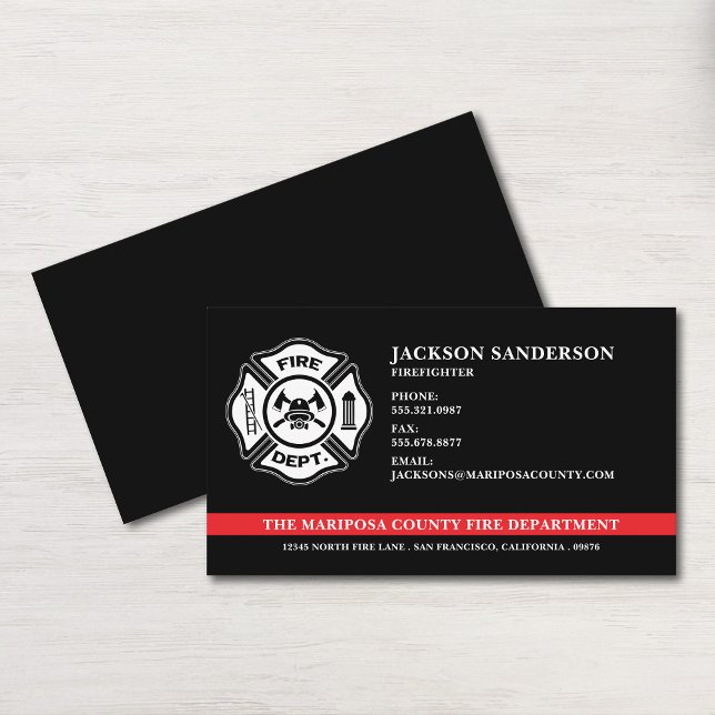 Carte De Visite Logo du service d'incendie des pompiers sur mesure (Custom Firefighter Fire Department Logo Business Card)