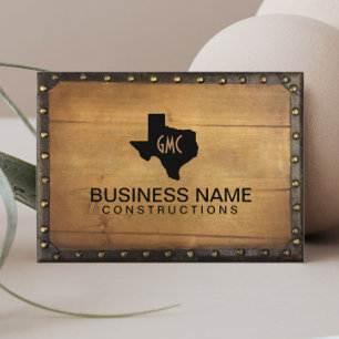 Carte De Visite Logo du Texas Monogram Cuir et bois Vintages