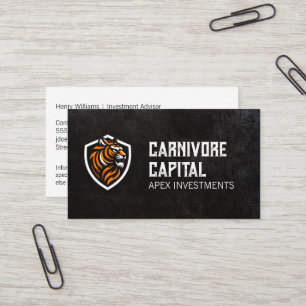 Carte De Visite Logo du tigre   Texture noire lisse