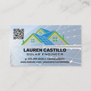 Carte De Visite Logo du toit du panneau solaire   Code QR
