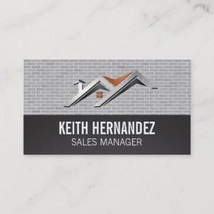 Carte De Visite Logo du toit   Immobilier   Mur en briques