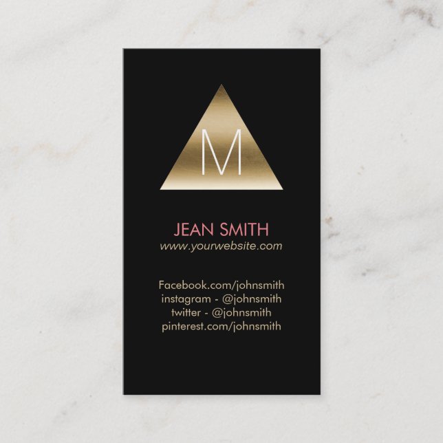 Carte De Visite Logo du triangle moderne Black & Gold (Devant)