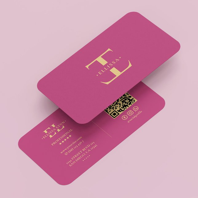 Carte De Visite Logo E Monogramme moderne rose or élégant (Logo E Monogram Modern Pink Gold Elegant Business Card
)