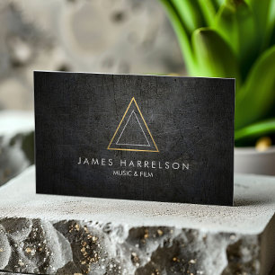 Carte De Visite Logo Edgy Faux Gold Triangle sur Black Metal