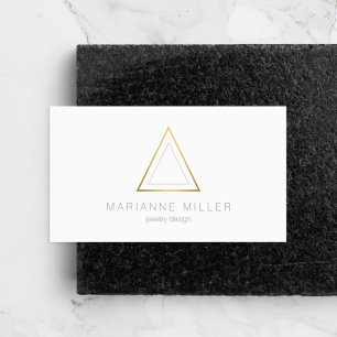 Carte De Visite Logo Edgy Faux Gold Triangle sur Blanc