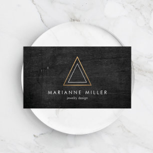 Carte De Visite Logo Edgy Rose Gold Triangle sur bois noir
