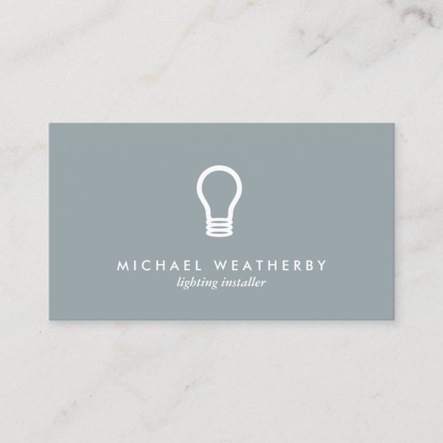 Carte De Visite LOGO ÉLECTRIQUE MODERNE LIGHTBULB sur SLATE GRAY (Devant)