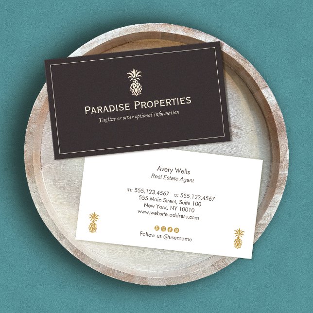 Carte De Visite Logo élégant à ananas tropical (Créateur téléchargé)