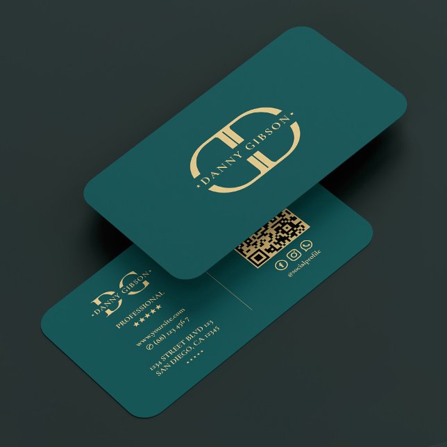 Carte De Visite Logo Élégant D Monogramme Or Turquoise moderne (Elegant Logo D Monogram Modern Teal Gold Business Card
)