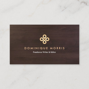Carte De Visite LOGO ÉLÉGANT DE CLOVER D'OR sur WOODGRAIN BROWN SO