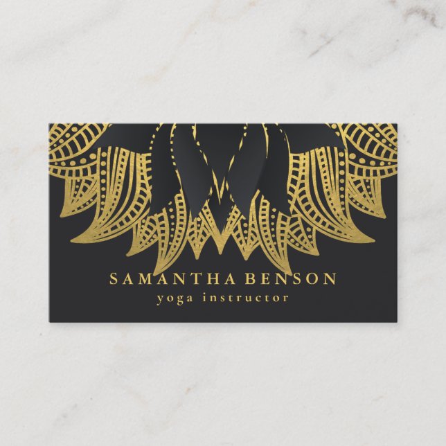Carte De Visite Logo élégant de fleur de lotus pour professeur de  (Devant)