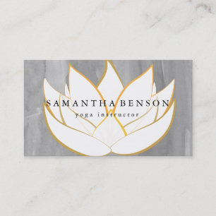 Carte De Visite Logo élégant de fleur noir et blanc Yoga
