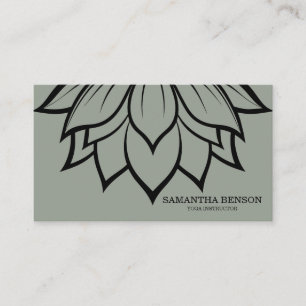 Carte De Visite Logo élégant de fleur noire et blanche Yoga