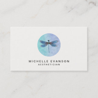 Carte De Visite Logo élégant de la libellule d'aquarelle bleue