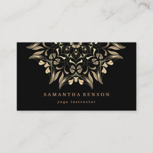 Carte De Visite Logo élégant de lotus doré pour yoga et méditation