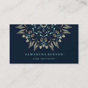 Carte De Visite Logo élégant de lotus doré pour yoga et méditation