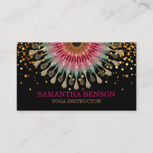 Carte De Visite Logo élégant de lotus mandala pour professeur de y