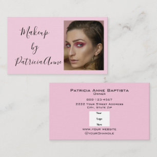 Carte De Visite Logo élégant de photo de maquillage à l'écriture r