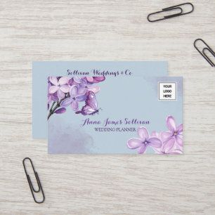 Carte De Visite Logo élégant de planificateur de mariage à l'aquar