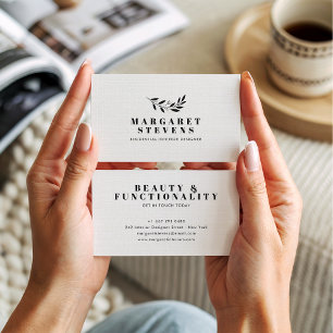 Carte De Visite Logo élégant de toile beige doux moderne simple de