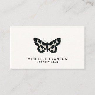 Carte De Visite Logo élégant du papillon noir et blanc moderne
