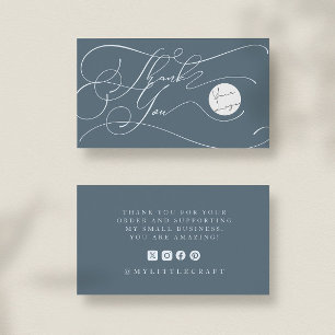 Carte De Visite Logo élégant écriture Merci Petite Marque Bleue