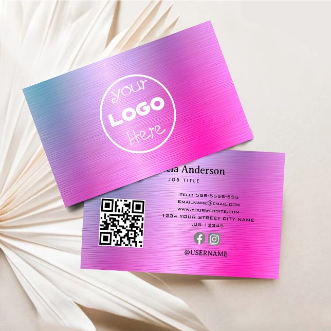 Carte De Visite Logo élégant Holographic Iridescente Ultra (Elegant Logo Holographic Iridescent Ultra Business Card)