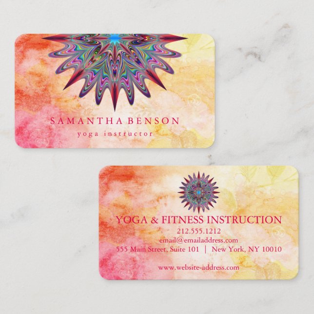 Carte De Visite Logo élégant Lotus Flower Yoga (Devant / Derrière)