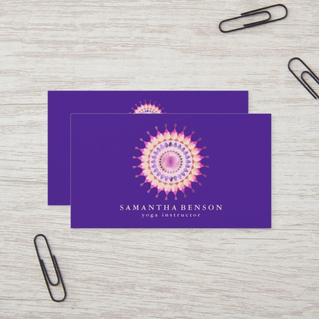 Carte De Visite Logo élégant Lotus Flower Yoga (Devant/Arrière en situation)