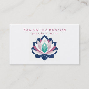 Carte De Visite Logo élégant moderne fleur de lotus blanche Yoga
