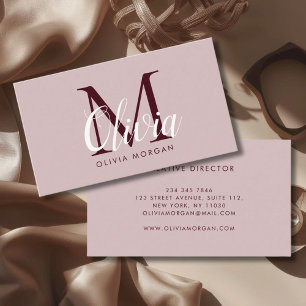 Carte De Visite Logo élégant monogramme rose professionnel