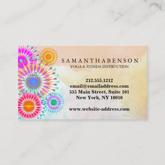 Carte De Visite Logo élégant Yoga méditation Lotus Fleurs (Dos)