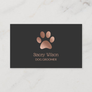 Carte De Visite Logo Empreinte de patte Rose de charbon Logo Chien